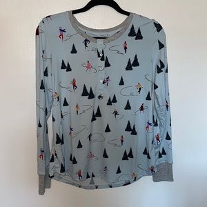 Kate Spade Long Sleeve Pajama Top with Eye Mask